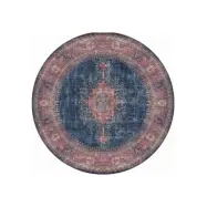 TEPPI Blues matta, m mönster, rund - flerfärgad polyester (Ø150)