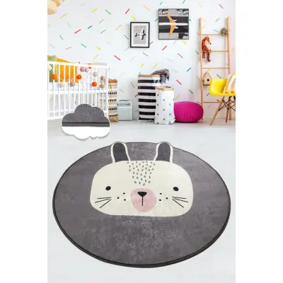 TEPPI Bunny matta för barn, rund - flerfärgad polyester (Ø140)