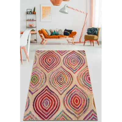 TEPPI Cavita Hall matta med mönster, rektangulär - flerfärgad bomull och chenille (150x200)