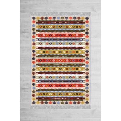 TEPPI ELS1781 Hallmatta, m mönster, rektangulär - flerfärgat sammetstyg (80x300)