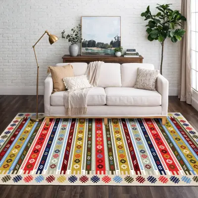 TEPPI ELS1781 Hallmatta, m mönster, rektangulär - flerfärgat sammetstyg (80x300)