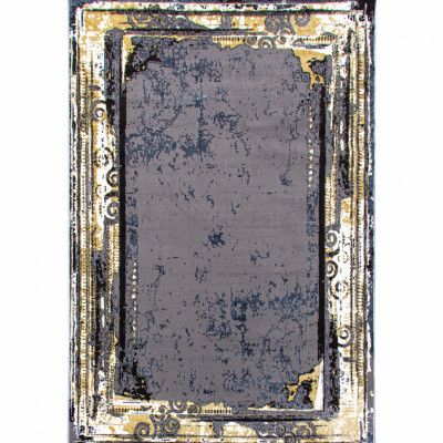 TEPPI HE628 matta, rektangulär - grå och guld polyester (200x290)