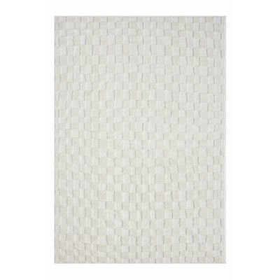 TEPPI Jung matta med mönster, rektangulär - krämpolyester (200x290)