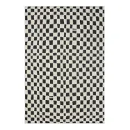 TEPPI Jung matta med mönster, rektangulär - svart polyester (200x290)