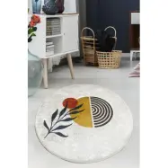 TEPPI Le golvmatta, m mönster, rund - flerfärgad polyester (Ø140)