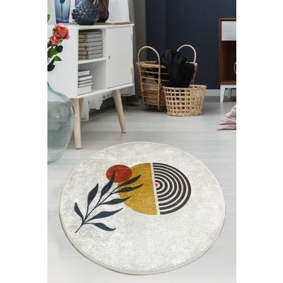 TEPPI Le golvmatta, m mönster, rund - flerfärgad polyester (Ø140)