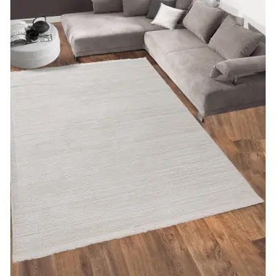 TEPPI Leo matta med fransar, rektangulär - kräm polypropen/polyester (160x230)