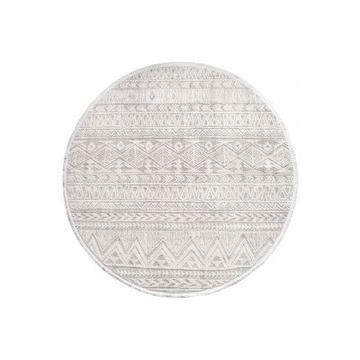 TEPPI Leo matta med mönster, rund - beige polypropen/polyester (Ø160)