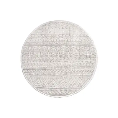 TEPPI Leo matta med mönster, rund - beige polypropen/polyester (Ø160)