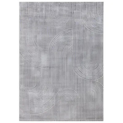 TEPPI Moda matta med mönster, rektangulär - grå polyester (200x290)