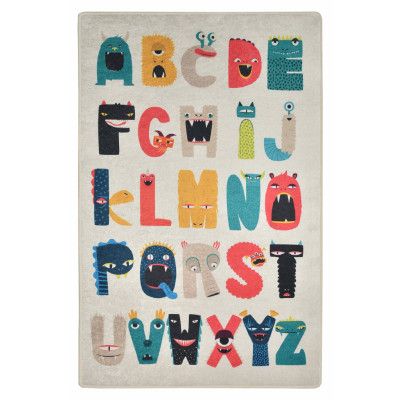 TEPPI Monsters matta för barn, rektangulär - flerfärgad polyester (140x190)