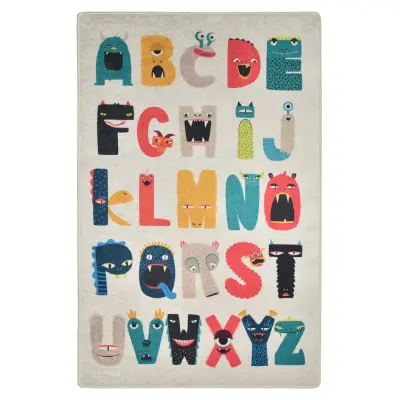 TEPPI Monsters matta för barn, rektangulär - flerfärgad polyester (140x190)