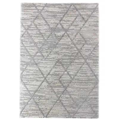 TEPPI Motto matta med mönster, rektangulär - grå polyester (160x230)