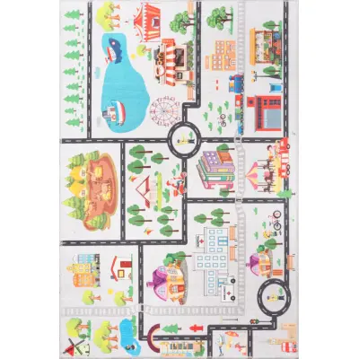 TEPPI Rgm Kids matta för barn, rektangulär - grå och flerfärgad polyester