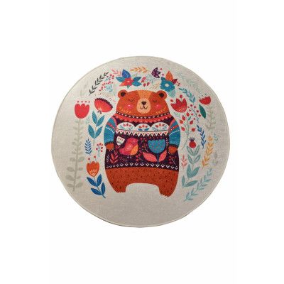 TEPPI Sweet Bear matta för barn, rund - flerfärgad polyester (Ø140)