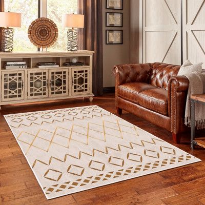 TEPPI WOOBTNY0109 mönstrad matta, rektangulär - kräm/flerfärgad bomull/chenille (160x250)