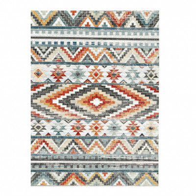 TEPPI WOOBTNY0126 mönstrad matta, rektangulär - grå/flerfärgad bomull/chenille (160x230)