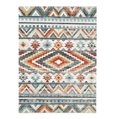 TEPPI WOOBTNY0126 mönstrad matta, rektangulär - grå/flerfärgad bomull/chenille (160x230)