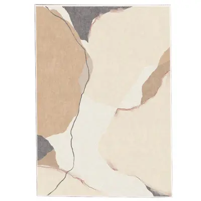 TEPPI WOOBTNY0203 mönstrad matta, rektangulär - kräm/flerfärgad bomull/chenille (160x250)