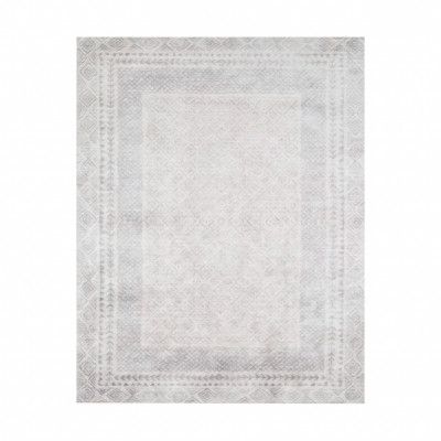 TEPPI WOOBTNY0248 mönstrad matta, rektangulär - grå/flerfärgad bomull/chenille (120x180)