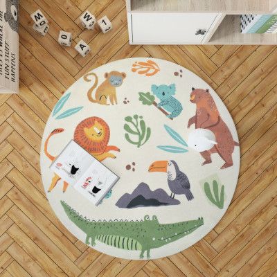 TEPPI Woopamuk109 barnmatta, rund - flerfärgad bomull och polyester (Ø100)