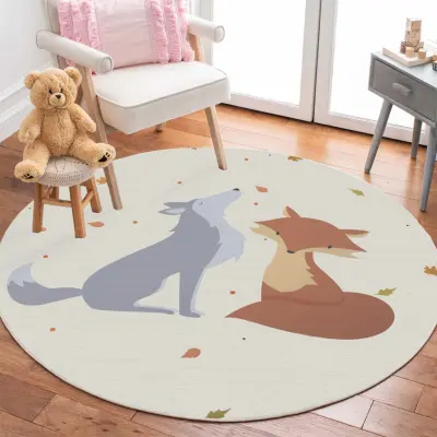 TEPPI Woopamuk143 barnmatta, rund - flerfärgad bomull och polyester (Ø90)