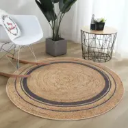 TEPPI WOOPAMUK510 matta, rund - naturlig bomull/polyester (Ø120)