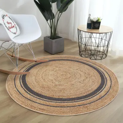 TEPPI WOOPAMUK510 matta, rund - naturlig bomull/polyester (Ø120)