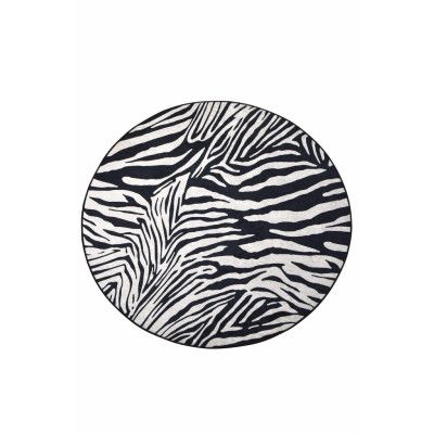TEPPI Zebra matta med mönster, rund - flerfärgad polyester (Ø140)