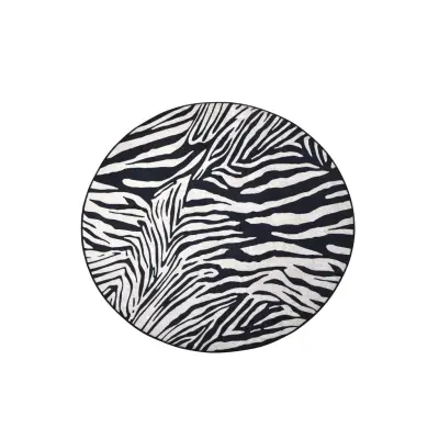 TEPPI Zebra matta med mönster, rund - flerfärgad polyester (Ø140)