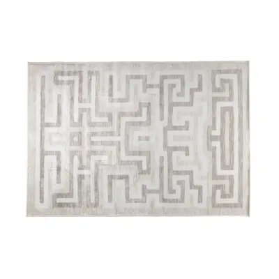 WHITE LABEL LIVING Labyrintho-matta, rektangulär - beige polyester/bomull (140x200)