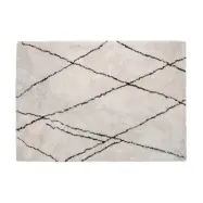 WOOOD Cleo matta, rektangul&auml;r - offwhite/svart grafiskt tryck polyester