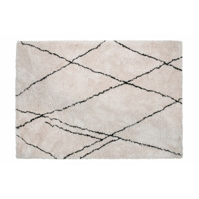 WOOOD Cleo matta, rektangulär - offwhite/svart grafiskt tryck polyester