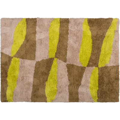 WOOOD MUSA MATTA GRAFISK DESIGN NATURLIG/GUL 170x240CM