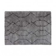 WOOOD Nové matta, rektangulär - ljusgrå/svart grafiskt tryck polyester