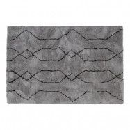 WOOOD Nové matta, rektangulär - ljusgrå/svart polyester med grafiskt tryck