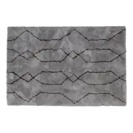 WOOOD Nov&eacute; matta, rektangul&auml;r - ljusgr&aring;/svart polyester med grafiskt tryck