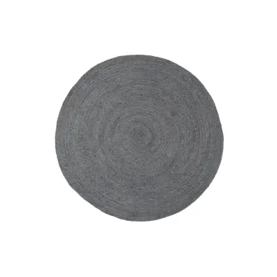 WOOOD Ross matta, rund asfalt grå jute