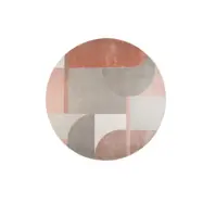 ZUIVER Hilton matta, med mönster, rund - grå och rosa decolan (Ø240)