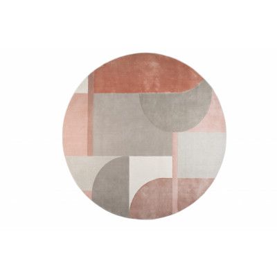 ZUIVER Hilton matta, med mönster, rund - grå och rosa decolan (Ø240)