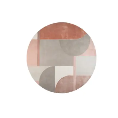 ZUIVER Hilton matta, med mönster, rund - grå och rosa decolan (Ø240)