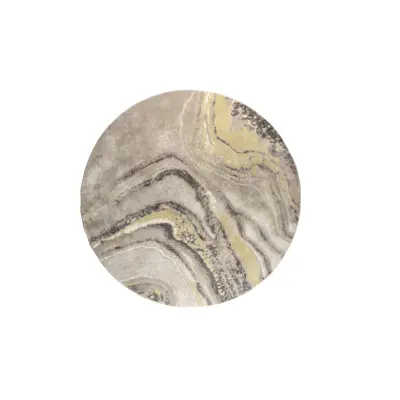 ZUIVER Solar matta, med mönster, rund - grå och ockra decolan