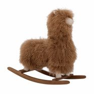 BLOOMINGVILLE MINI Walde lama gunghäst - brunt lammskinn och bok