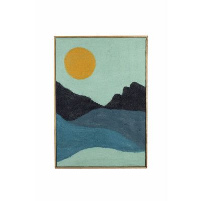 DUTCHBONE Gandhi väggdekoration, rektangulär - blå/flerfärgad ull och mangoträ (100x70)