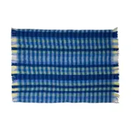 Hübsch - Loom täcke, blå rutig, 140x200 cm