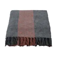 House Doctor Ponra pläd 130x180 cm Khaki-Bränd röd