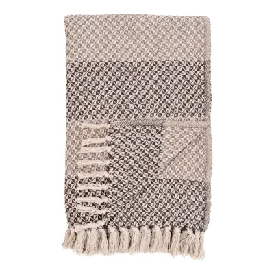 HOUSE NORDIC Belek pläd, rektangulär - brun/beige bomull/polyester