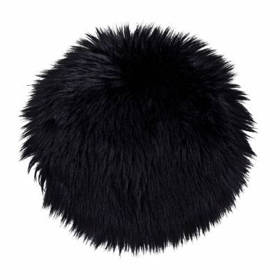 HOUSE NORDIC imiterad lammskinn, rund - svart polyester (Ø35)