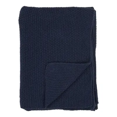 HOUSE NORDIC Santos pläd, rektangulär - mörkblååtervunnen bomull (130x170)