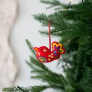 Julhänge Fågel Röd